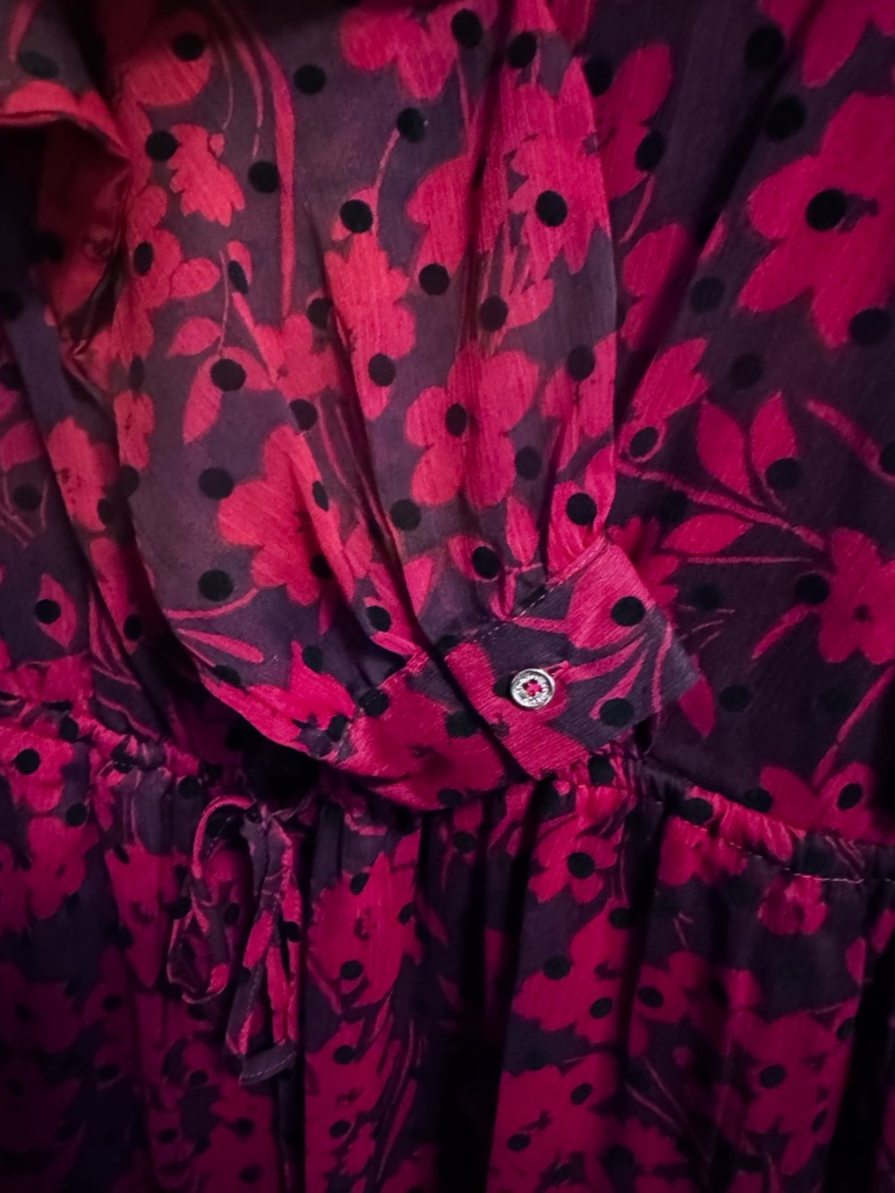 Tommy Hilfiger Red Floral Long-Sleeve Midi Dress - Picture 5 of 7